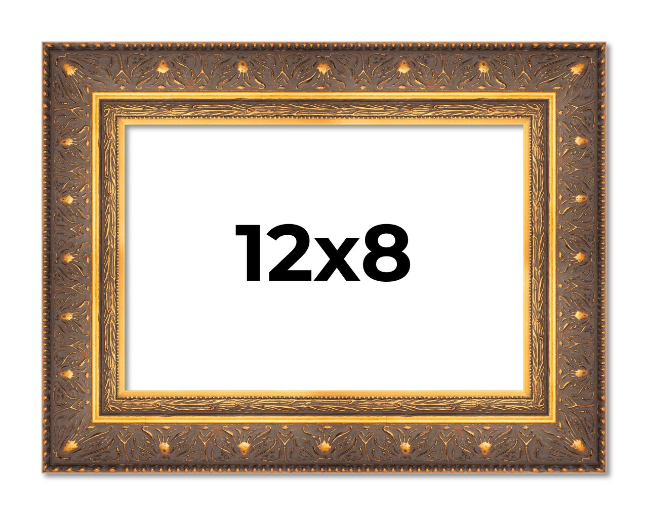 Photo Size Museum Gold Picture Frame - UV Acrylic, Foam Board Backing, Hanging Hardware